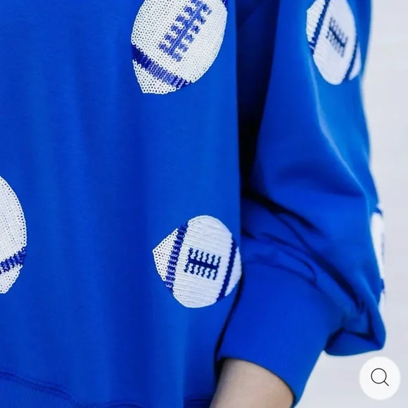 Blue Football Sequined Sweatshirt - Picture 2 of 5